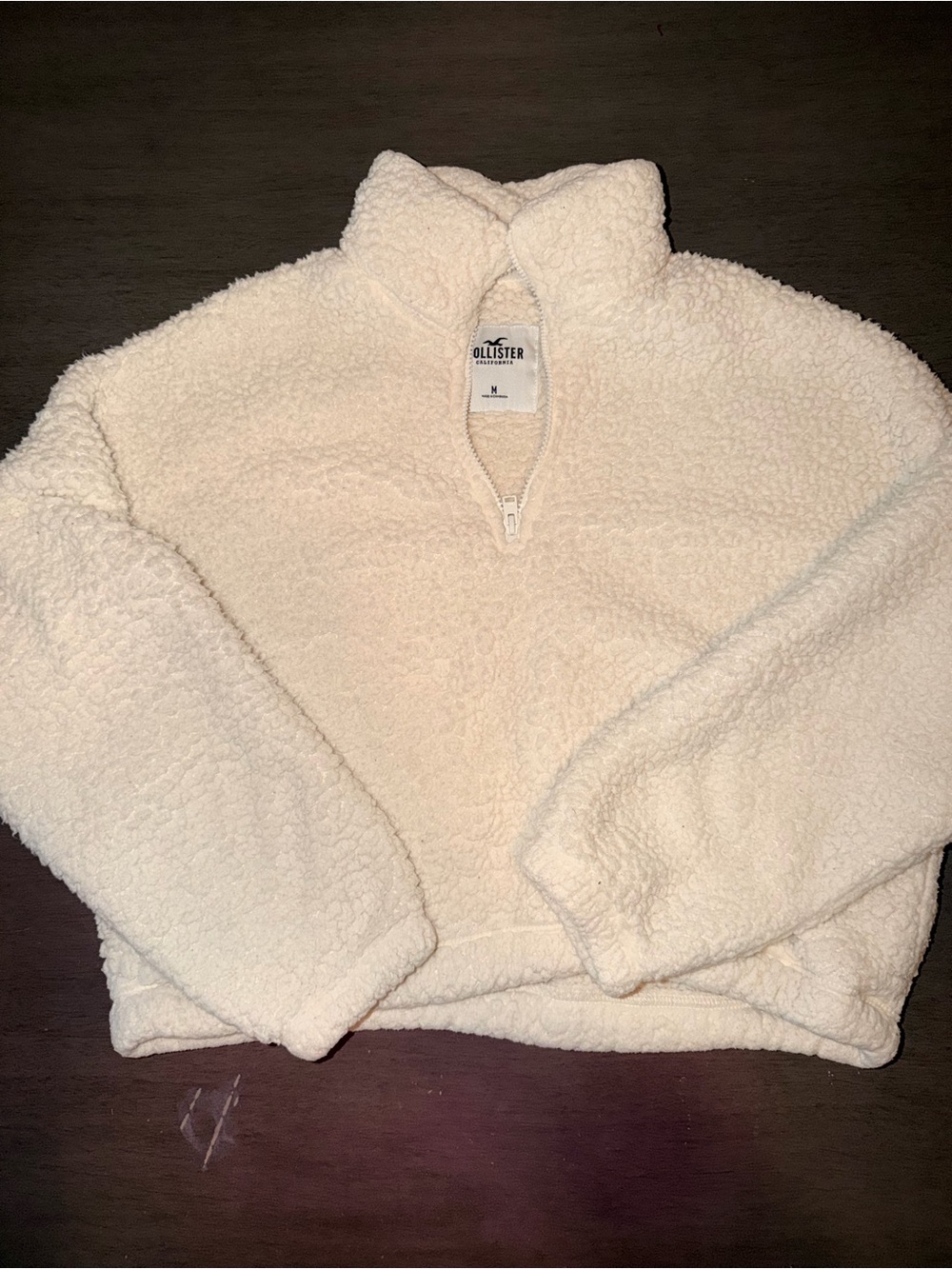 Hollister Ivory Sherpa Half-Zip Jacket